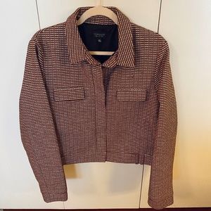 NWOT Topshop 60s Orange White Black Plaid Jacket Size 12/Large